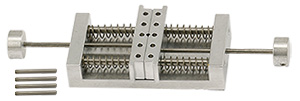 EM-Tec VS26 kompakter Federzentrierschraubstock, beidseitig federnde Backen, für Proben bis 26 mm, Std. Pin